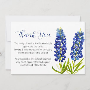 Sympathy Bluebonnets Funeral Death Thank you  Invitation