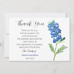 Sympathy Bluebonnets Funeral Death Thank you  Invitation