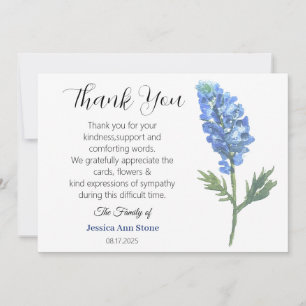 Sympathy Bluebonnets Funeral Death Thank you  Invitation