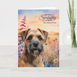 Sympathy Border Terrier Dog Wildflower Meadow Card