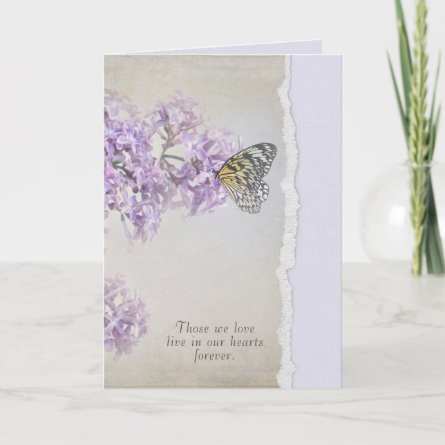 sympathy butterfly on Lilac with torn edge border Card (Front)
