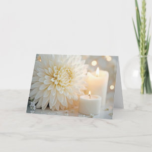 Sympathy Candles With White Chrysanthemum  Card
