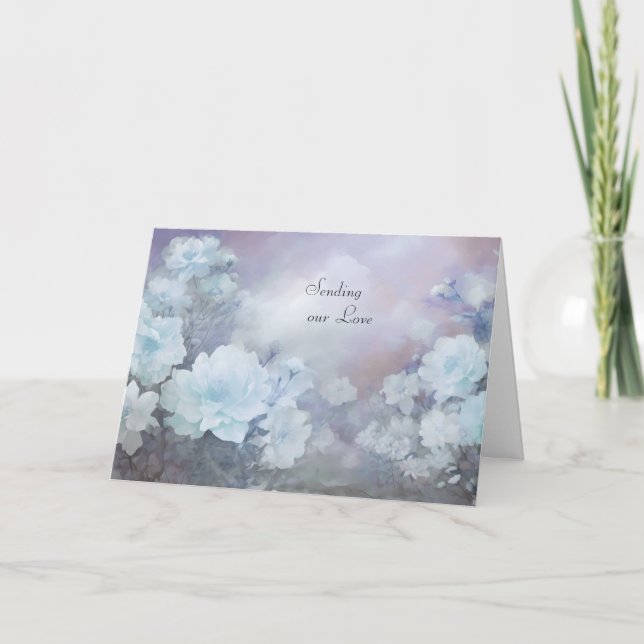 Sympathy Card Blue floral Sending our Love (Front)