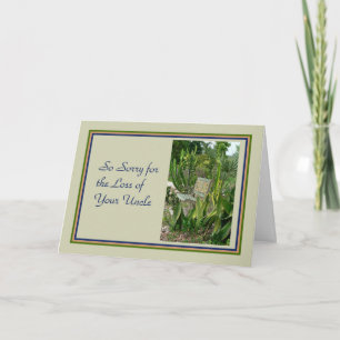 Sympathy Card for Uncle with a Bench and Plants