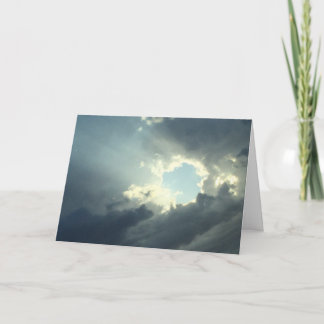 Sympathy card, photo , dark sky with beam shining card