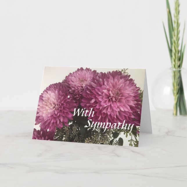 Sympathy Card - Purple Mums (5x7) Blank Inside (Front)