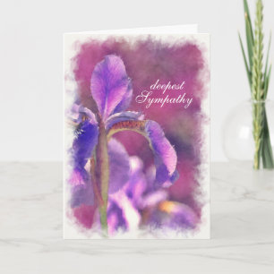 Sympathy Card Watercolor Purple Iris Thoughtful