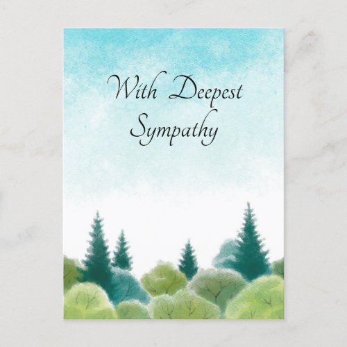 Sympathy Condolence Watercolor Woodland Blue Sky 