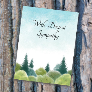 Sympathy Condolence Watercolor Woodland Blue Sky Postcard