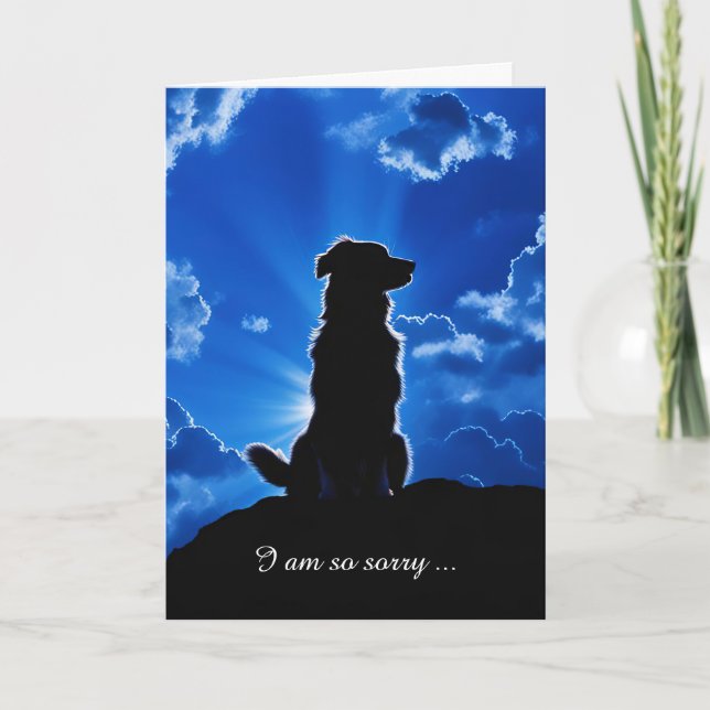 Sympathy Condolences with Dog in the Clouds  Card (Front)