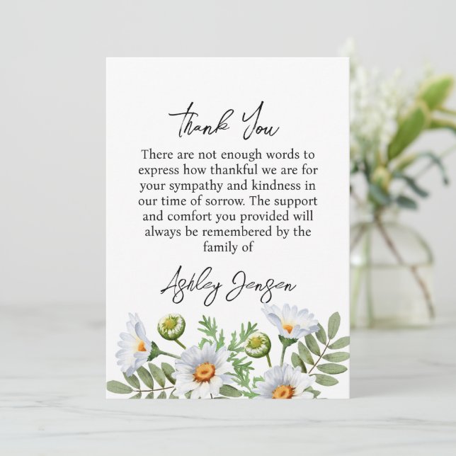 Sympathy Daisy Thank You Card (Standing Front)