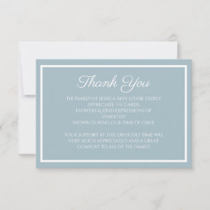 Sympathy Dusty Blue Simple Funeral Thank you  Invitation