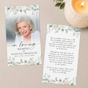 Sympathy Elegant Floral Photo Prayer Card