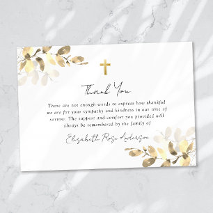 Sympathy Eucalyptus Cross Funeral  Thank You Card