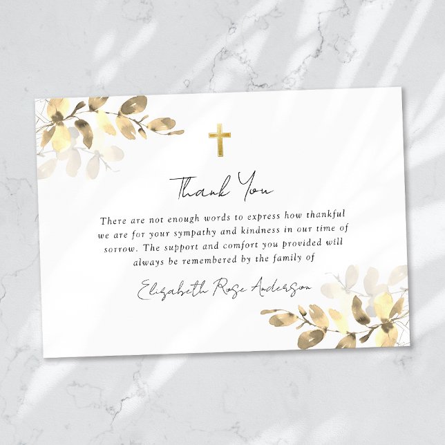 Sympathy Eucalyptus Cross Funeral  Thank You Card (Creator Uploaded)