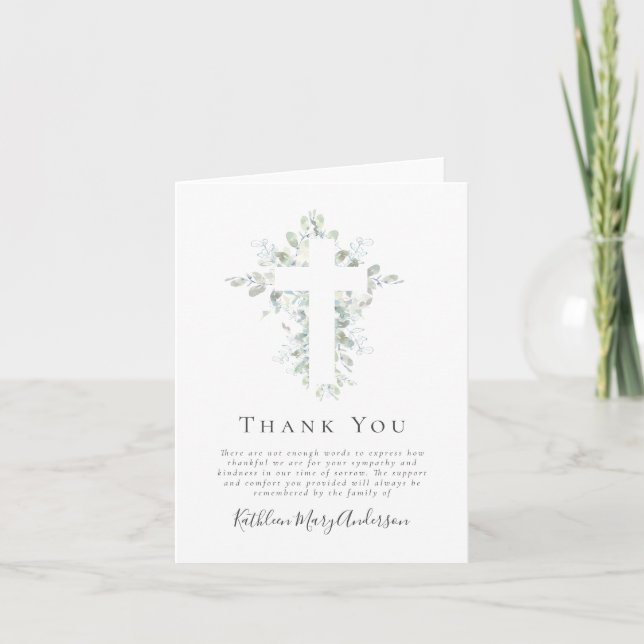 Sympathy Eucalyptus Funeral Thank You Note  Note Card (Front)