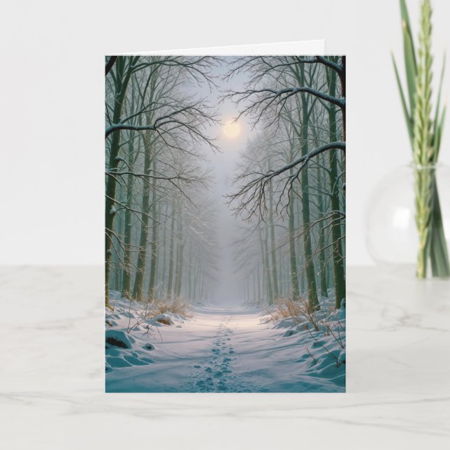 Sympathy Footprints In Snowy Forest Card (Front)