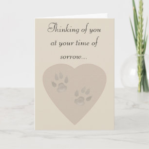 Sympathy for a Pet: Paw Prints in a Heart of Sand Card
