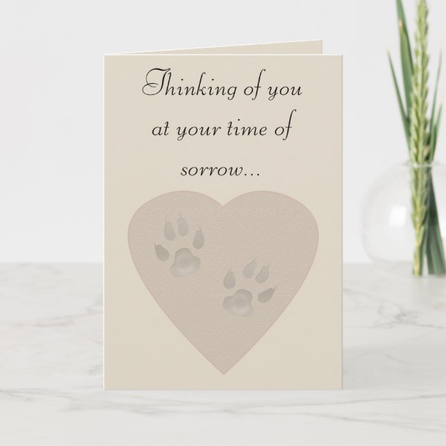 Sympathy for a Pet: Paw Prints in a Heart of Sand Card (Front)
