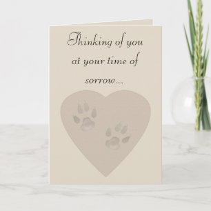 Sympathy for a Pet: Paw Prints in a Heart of Sand Card