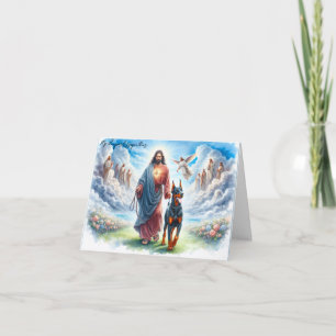 Sympathy for Dog Loss-Jesus with Doberman Card