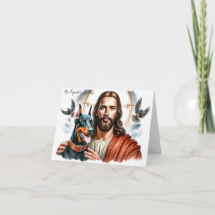  Sympathy for Dog Loss-Jesus with Doberman  Card