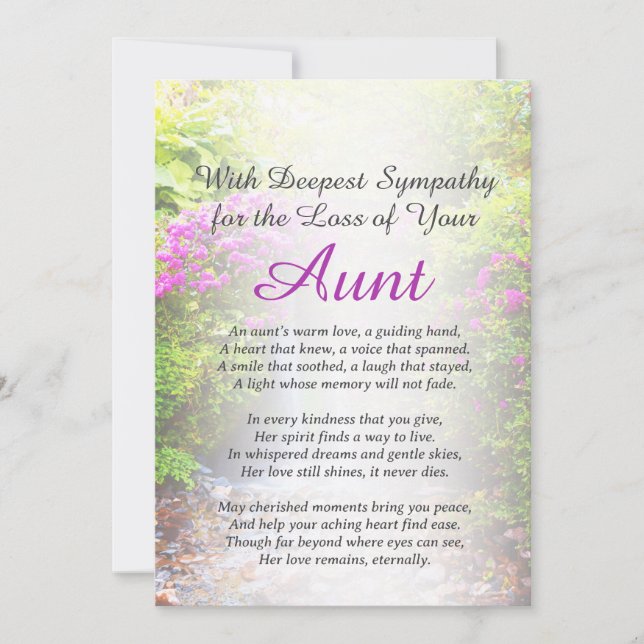 Sympathy for Loss of a Aunt Card (Front)