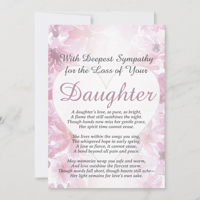 Sympathy for Loss of a Daughter Card (Front)