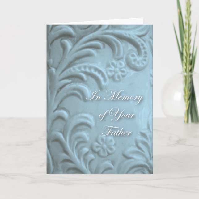 Sympathy for Loss of Father, Blue Plant Forms Card (Front)