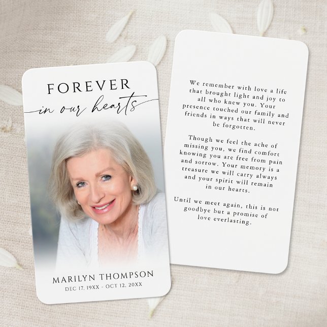 Sympathy Forever In Our Hearts Photo Prayer Card (Créateur téléchargé)
