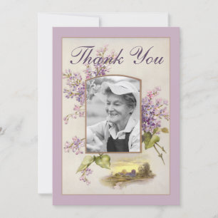 Sympathy Funeral Lilac Vintage Floral Thank You Card