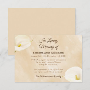 Sympathy Funeral Lily Flowers Thank You Card