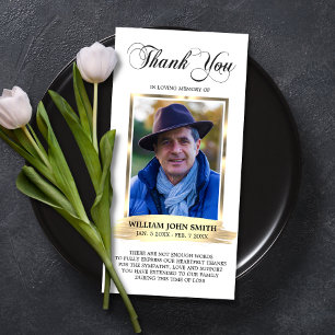 Sympathy Funeral Memorial White THANK YOU Photo Card