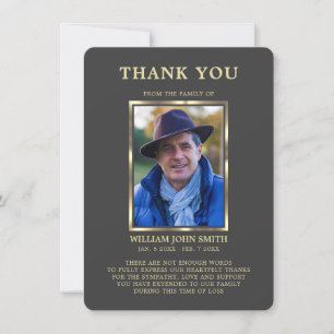 Sympathy Funeral Memory THANK YOU Photo GREY