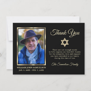 Sympathy Funeral Memory THANK YOU Star David Photo Card
