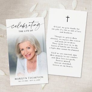 Sympathy Funeral Photo Cross Prayer Card