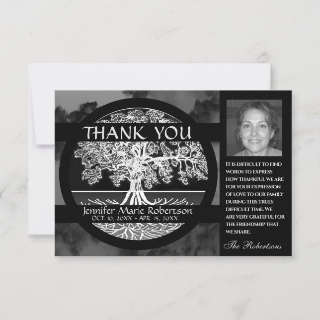Sympathy Funeral Photo THANK YOU Tree of Life (Front)