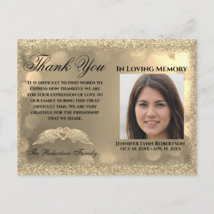 Sympathy Funeral Photo THANK YOU with Heart Postcard