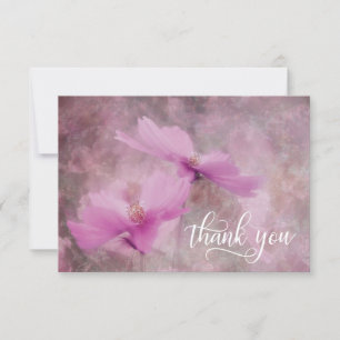 Sympathy Funeral Pink Mauve Flower THANK YOU Card