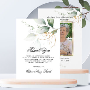 Sympathy Funeral THANK YOU Botanical Green PHOTO Card