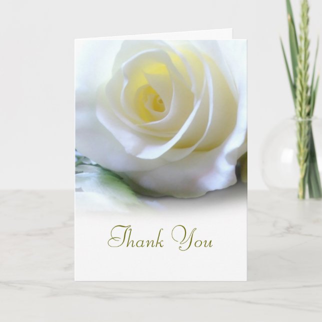 Sympathy Funeral Thank You Elegant White Rose (Front)
