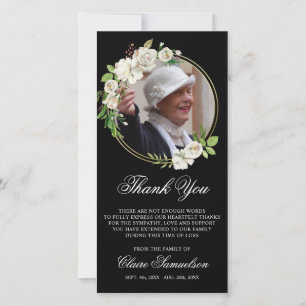 Sympathy Funeral THANK YOU Watercolor Floral PHOTO Card