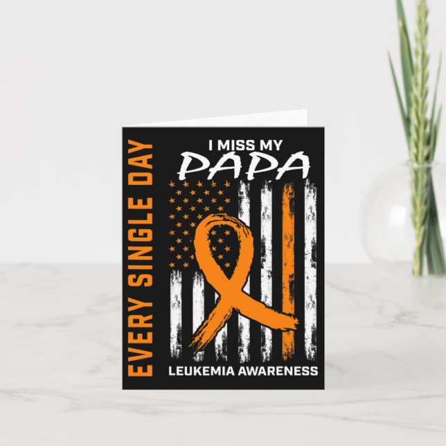 Sympathy Gifts Loss Of Papa Orange Leukaemia Aware Card (Front)