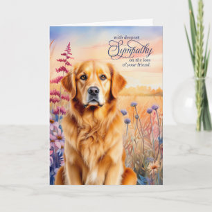 Sympathy Golden Retriever Dog Wildflower Meadow Card