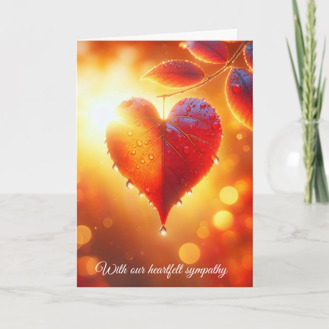 Sympathy Hanging Autumn Heart Leaf Card (Front)
