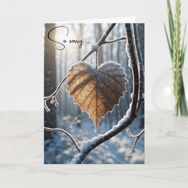 Sympathy Heart-shaped Winter Leaf Card (Front)