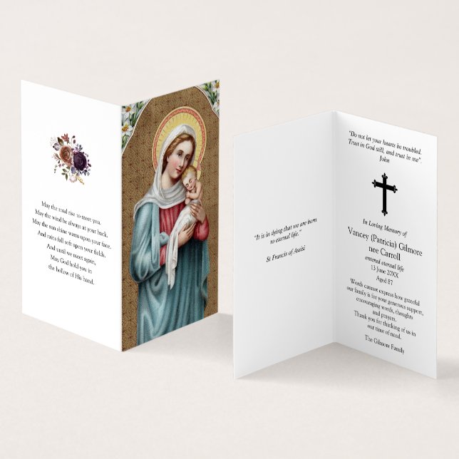 Sympathy Holy Cards Mary | Holy Virgin (Inside and Outside)