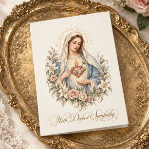 Sympathy Immaculate Heart of Mary Floral Catholic Card