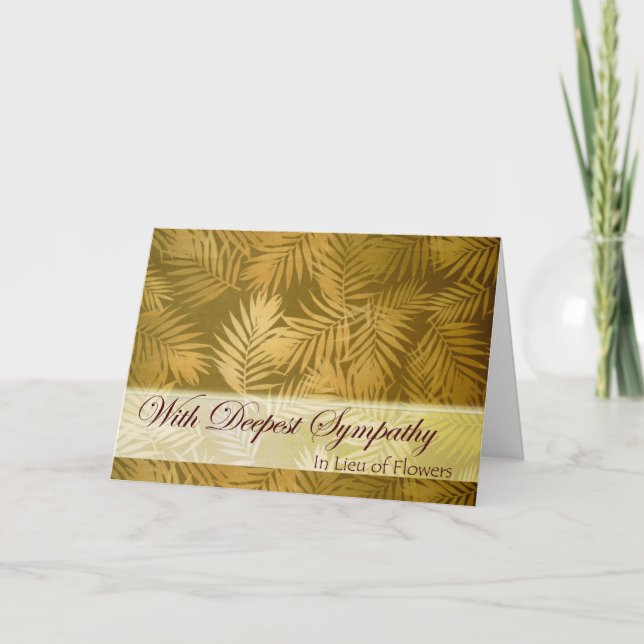 Sympathy In Lieu of Flowers with Palm Fronds Card (Front)