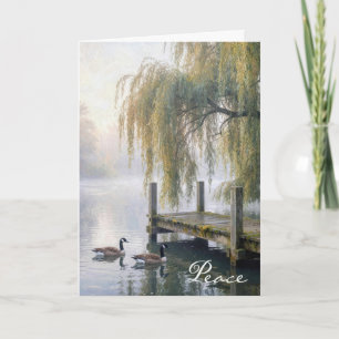 Sympathy Lake Dock with Canada Geese Card